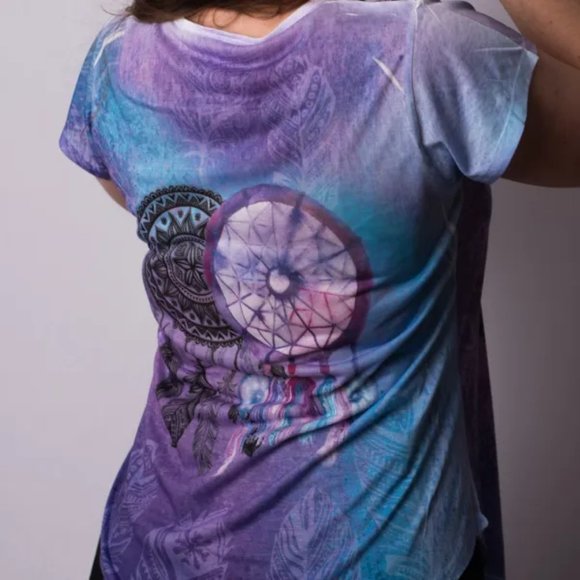 Dreamcatchers Graphic SunShirt Womens T-Shirt, Purple/Blue - Picture 2 of 5